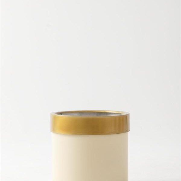 Metal Saksı Krem Gold Bilezikli 35*35*35