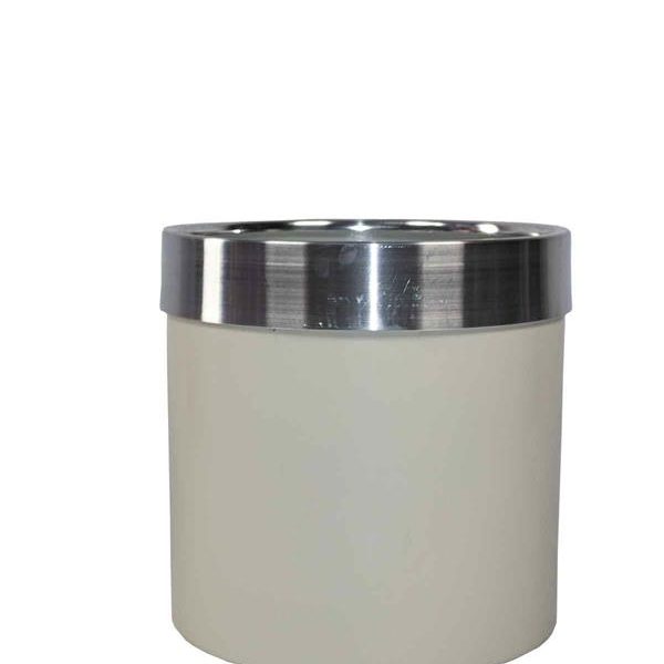 Metal Saksı Krem Gümüş Bilezikli 35*35*35