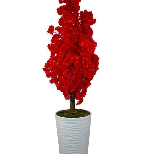 Yapay Ağaç Kırmızı Bahar Dalı 180 Cm Konik Saksı