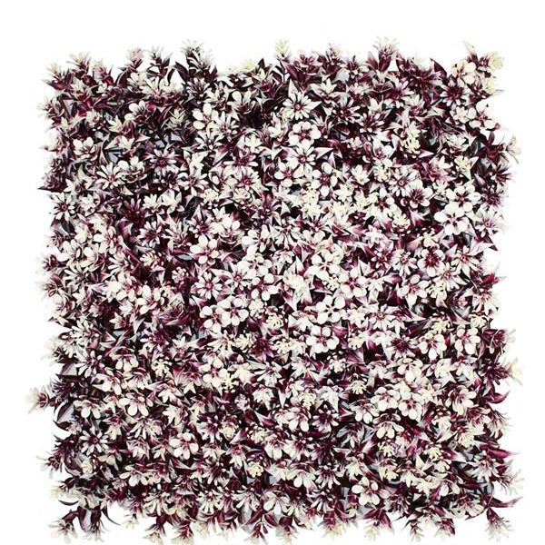 Yapay Dikey Bahçe Duvar Paneli Bordo Beyaz 50*50 cm
