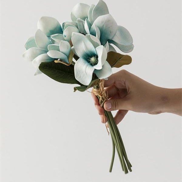 Yapay Lüx Lateks Manolya Demeti 33cm Mavi  7 Kafa